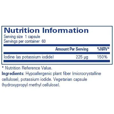 Iodine (potassium iodide) - 60 capsules Pure Encapsulations