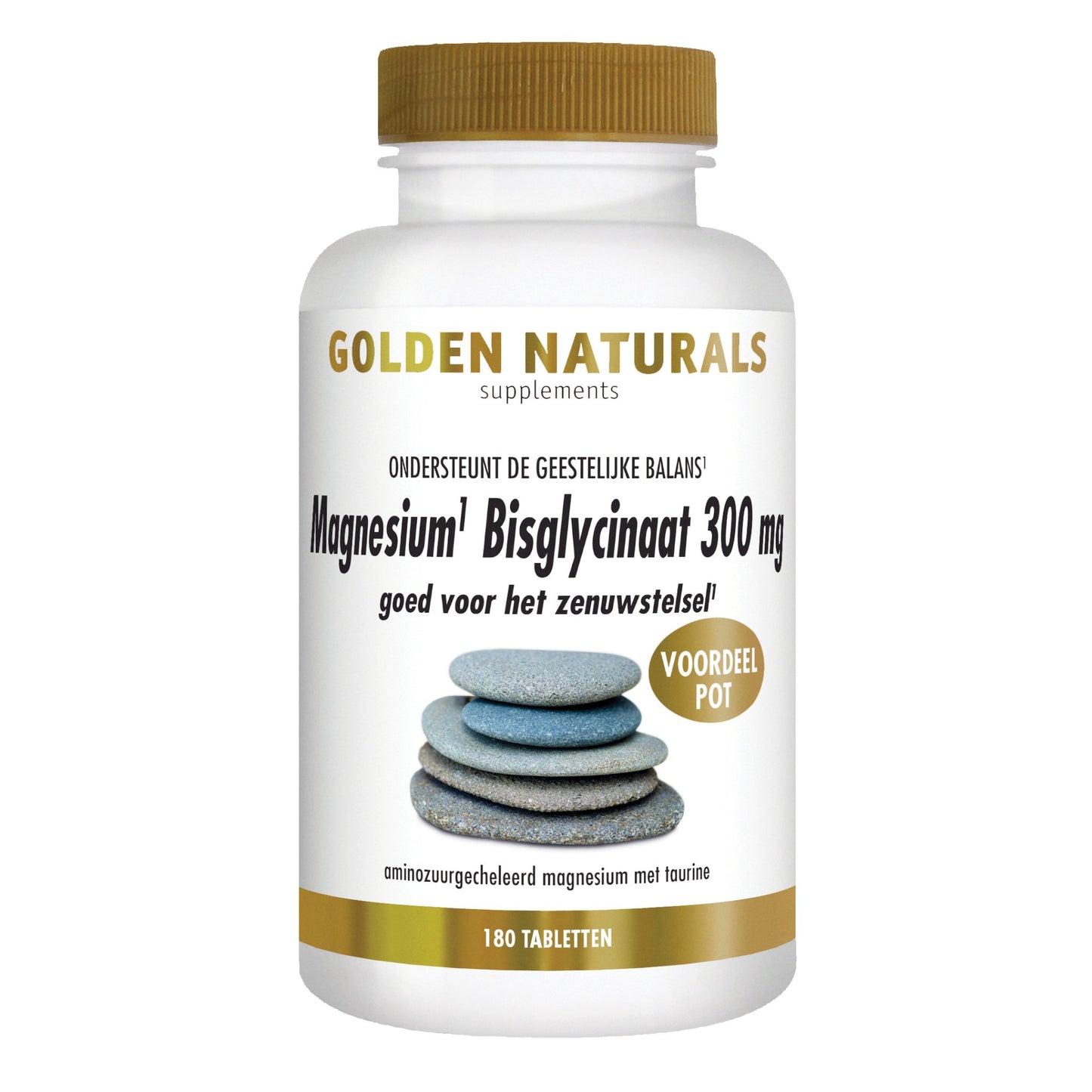 Magnesium Bisglycinaat 300 mg - 180 - veganistische tabletten Supplement Golden Naturals   