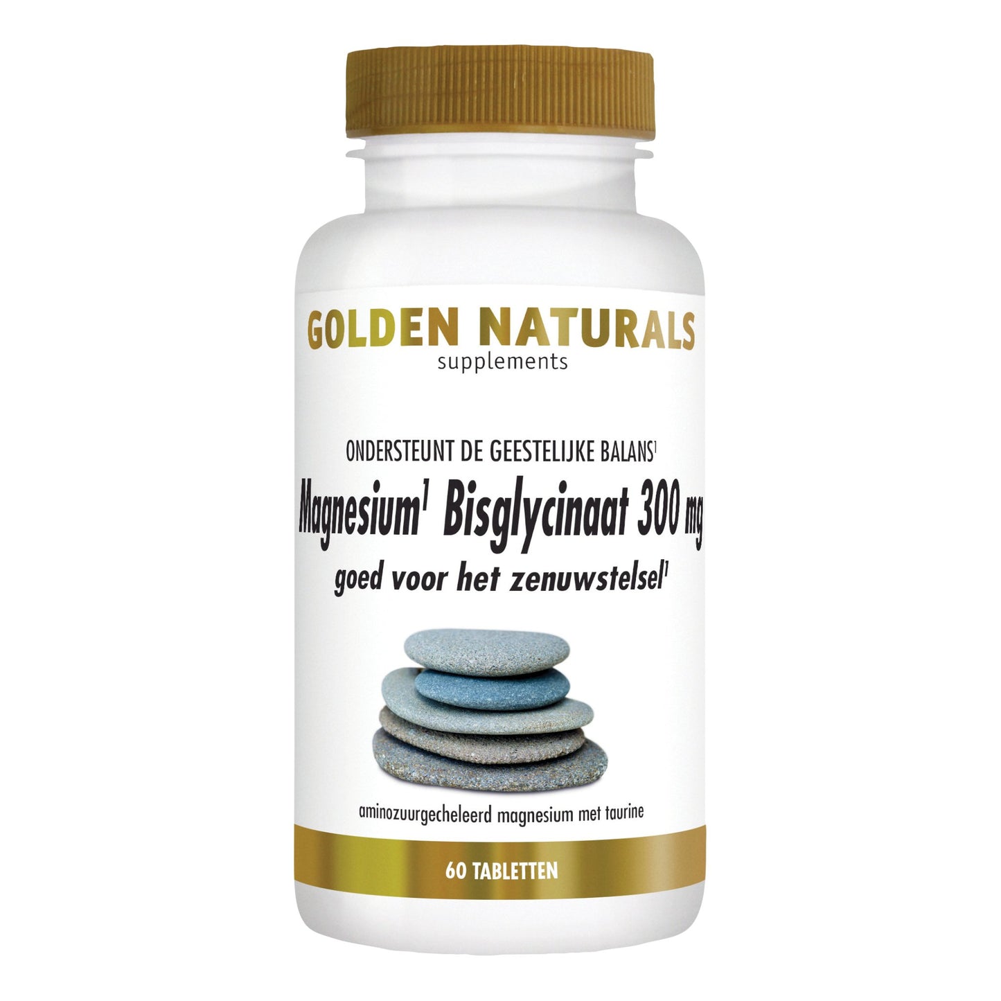 Magnesium Bisglycinaat 300 mg - 60 - veganistische tabletten Supplement Golden Naturals   