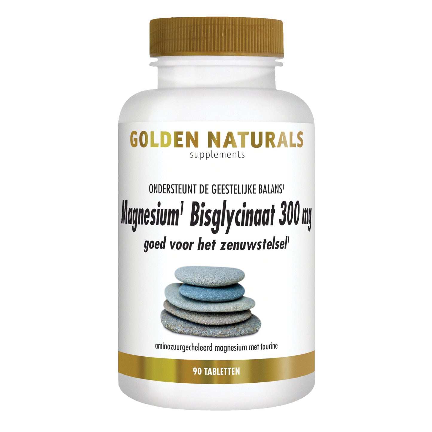 Magnesium Bisglycinaat 300 mg - 90 - veganistische tabletten Supplement Golden Naturals   