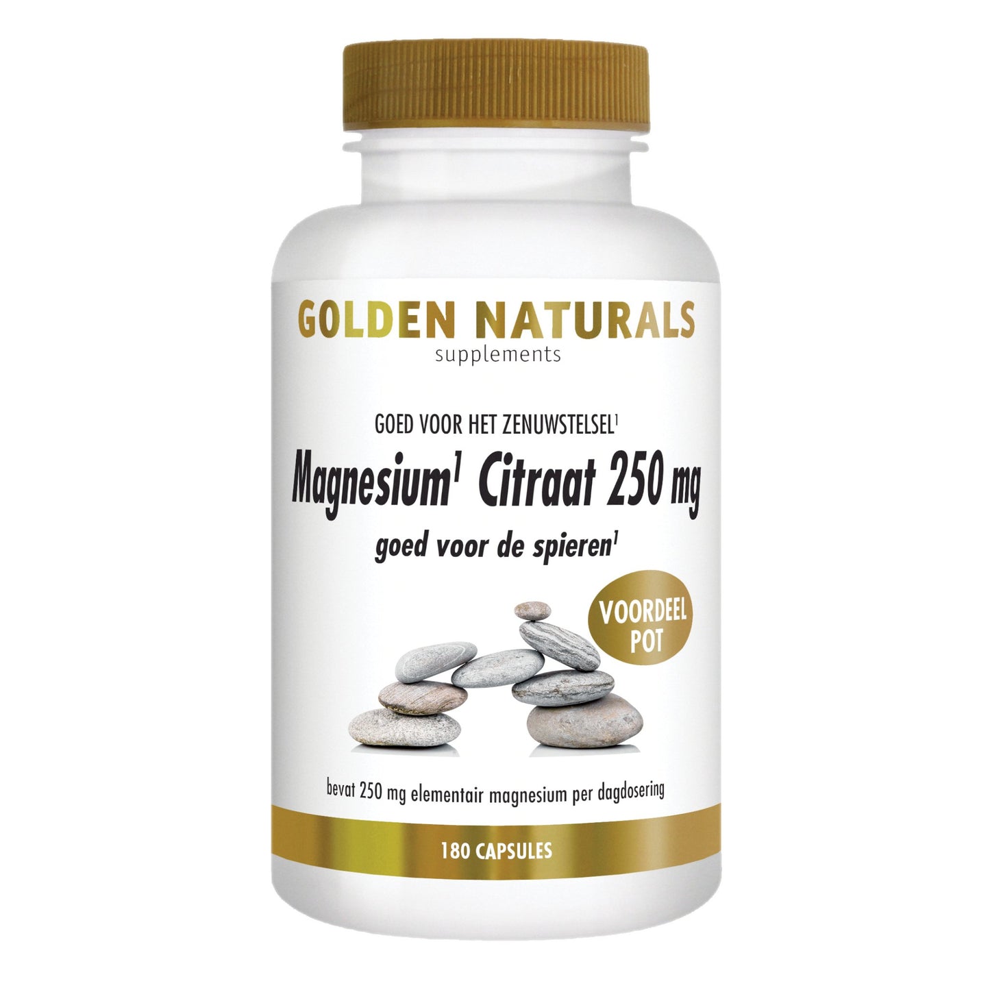 Magnesium Citraat 250 mg - 180 - veganistische capsules Supplement Golden Naturals   