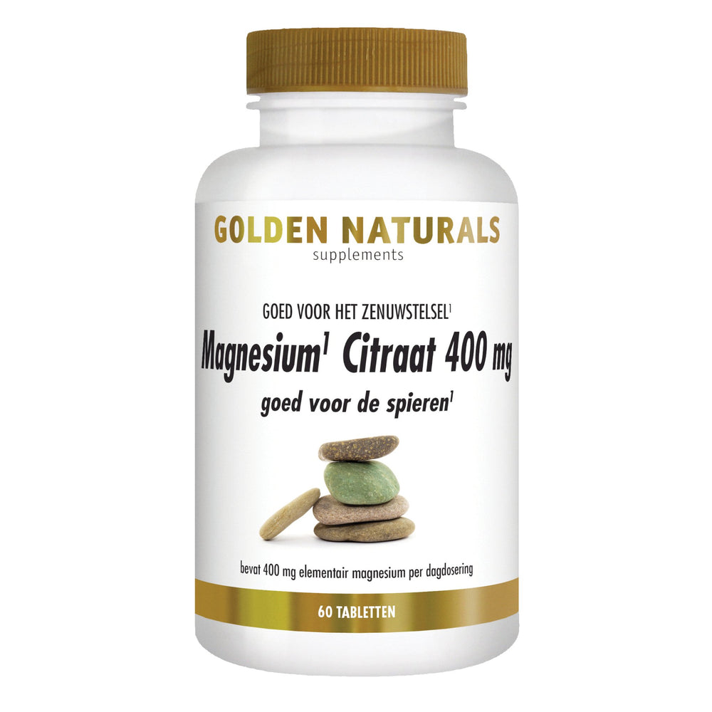 Magnesium Citraat 400 mg - 60 - veganistische tabletten Supplement Golden Naturals   