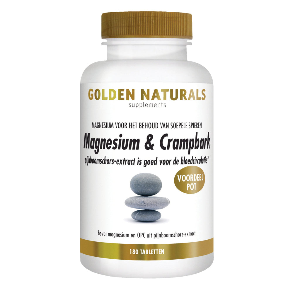 Magnesium & Crampbark - 180 - tabletten Supplement Golden Naturals   