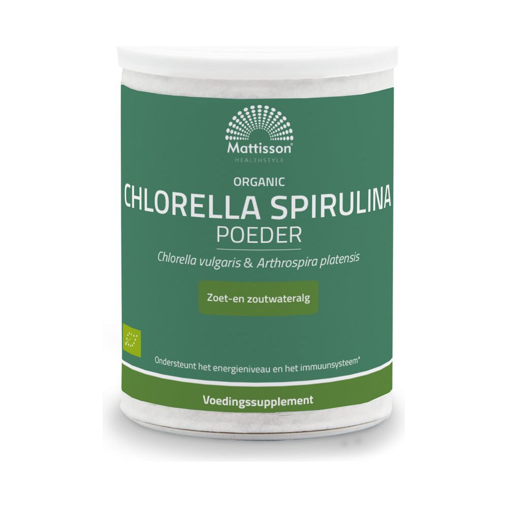 Biologisch Chlorella Spirulina poeder - 125 gram Supplement Mattisson   