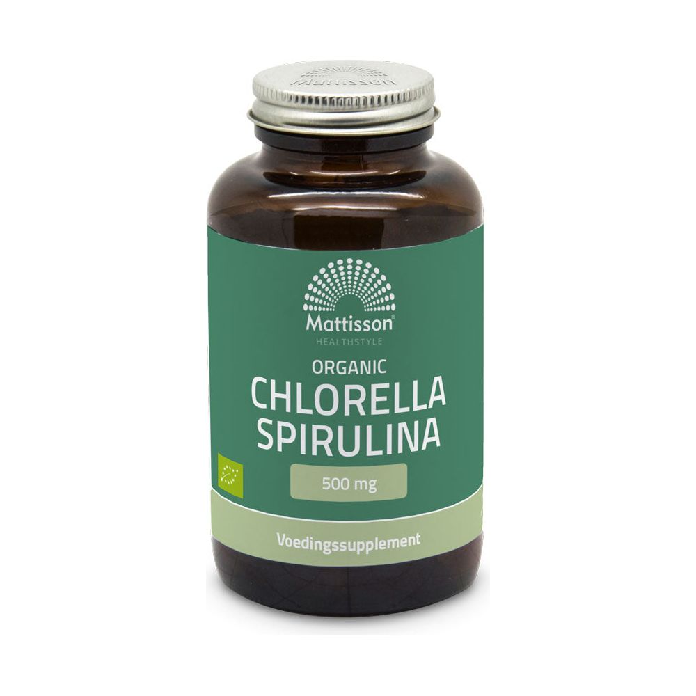 Biologische Chlorella Spirulina 500mg - 240 tabletten Supplement Mattisson   