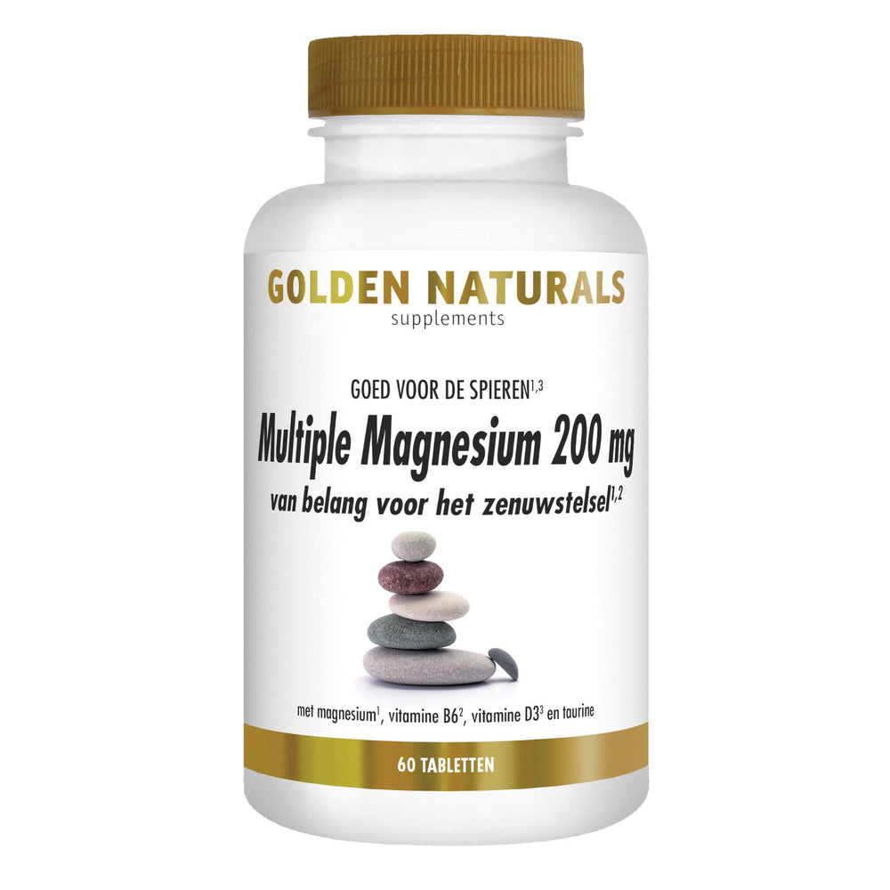 Multiple Magnesium 200 mg - 60 - veganistische tabletten Supplement Golden Naturals   