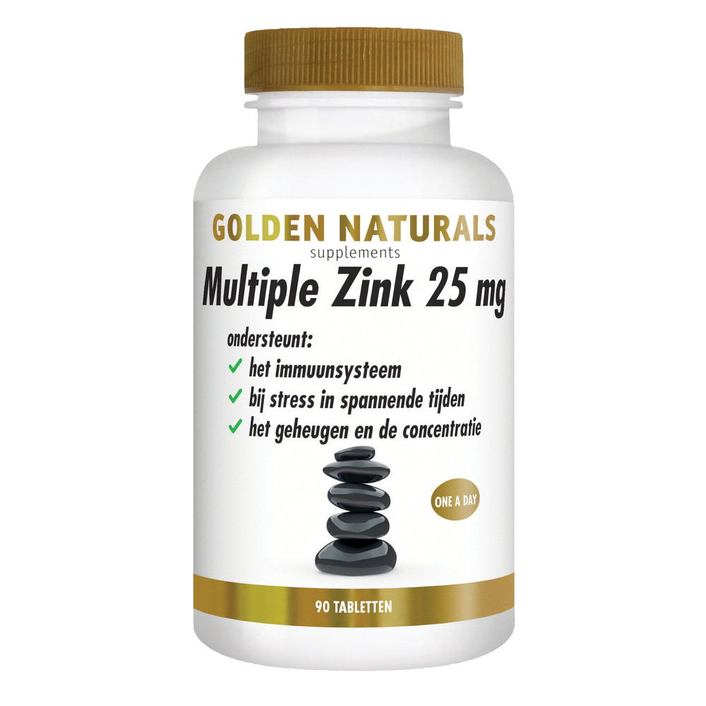 Multiple Zink 25 mg - 90 - veganistische tabletten Supplement Golden Naturals   