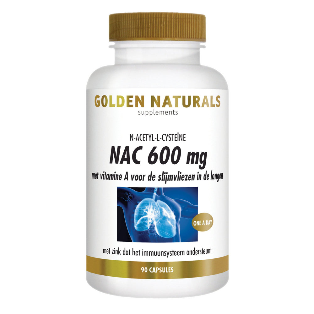 NAC 600 mg - 90 - veganistische capsules Supplement Golden Naturals   