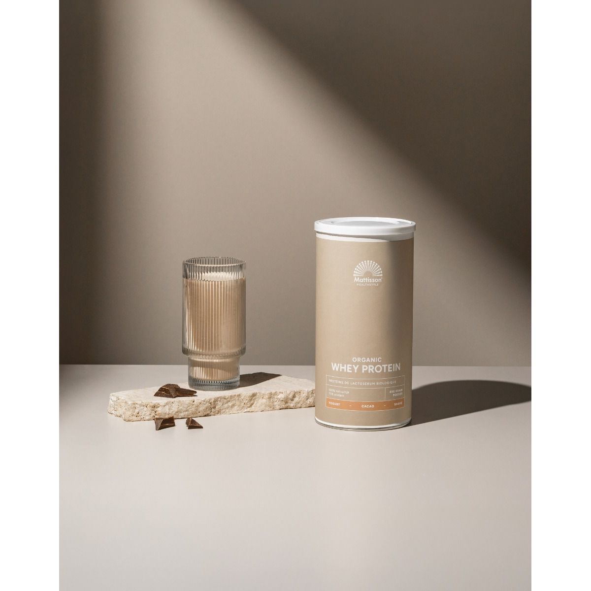 Biologische Wei Proteïne poeder 75% - Cacao - 450 g Supplement Mattisson