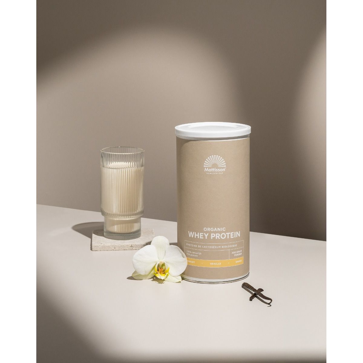 Biologische Wei Proteïne poeder 75% - Vanille - 450 g Supplement Mattisson