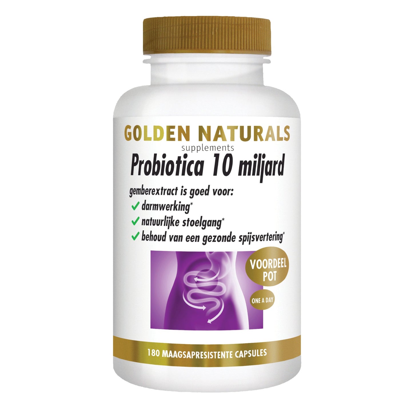 Probiotica 10 miljard - 180 - veganistische maagsapresistente capsules Supplement Golden Naturals   