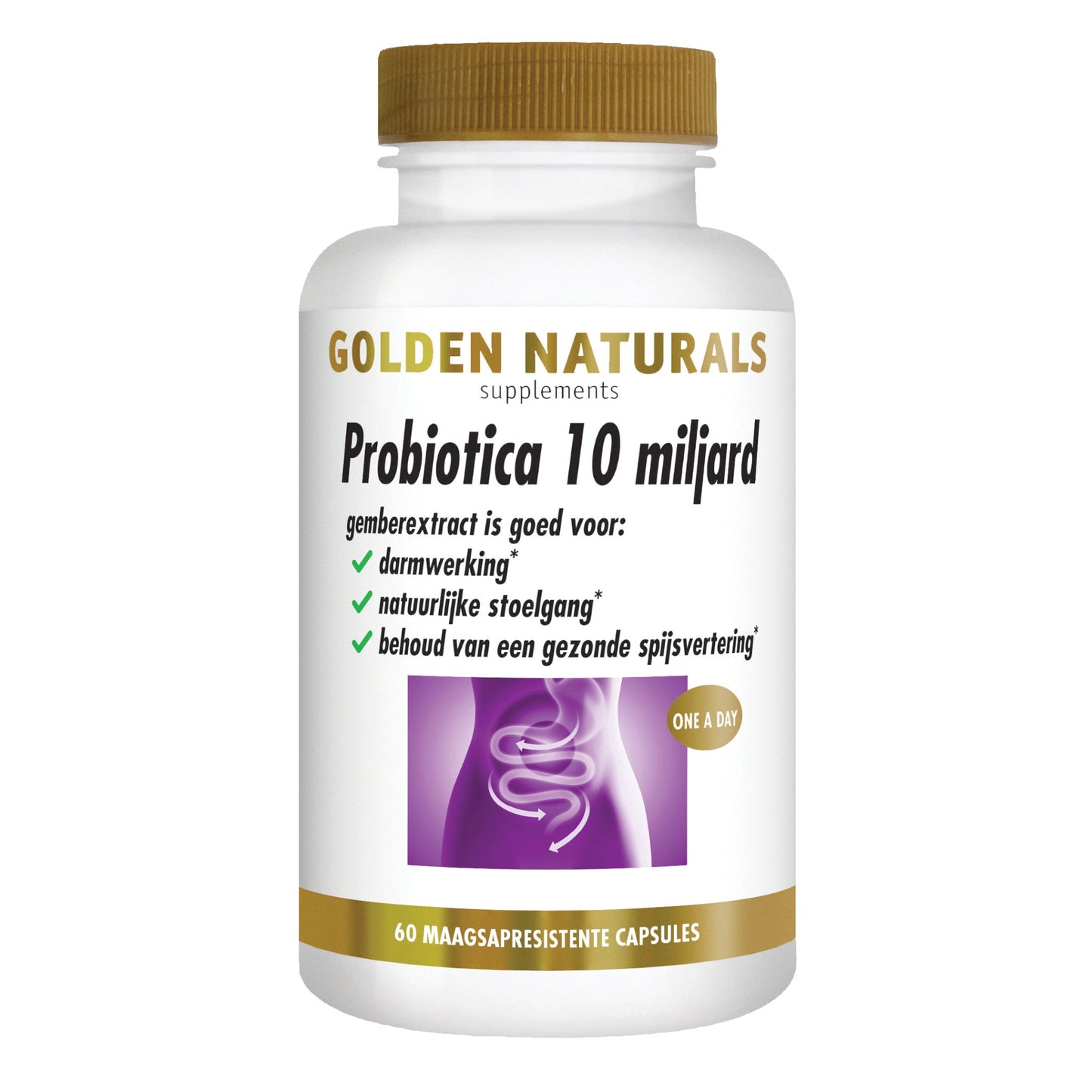 Probiotica 10 miljard - 60 - veganistische maagsapresistente capsules Supplement Golden Naturals   