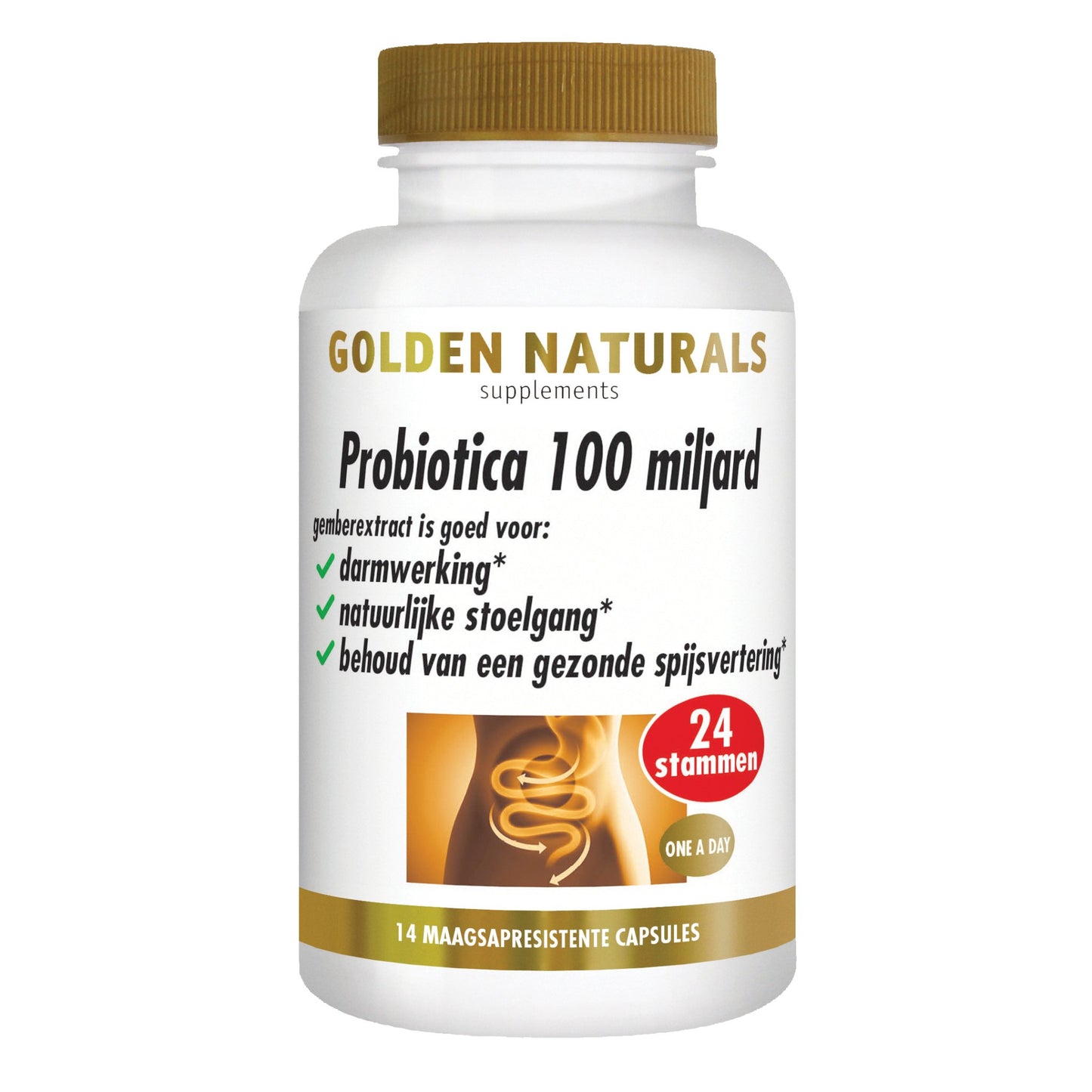 Probiotica 100 miljard - 14 - veganistische maagsapresistente capsules Supplement Golden Naturals   