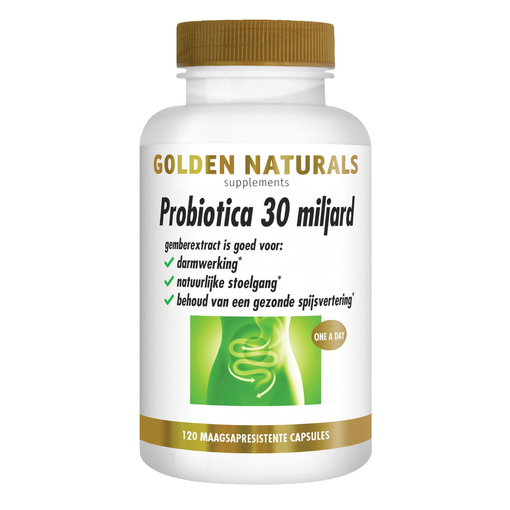 Probiotica 30 miljard - 120 - veganistische maagsapresistente capsules Supplement Golden Naturals   