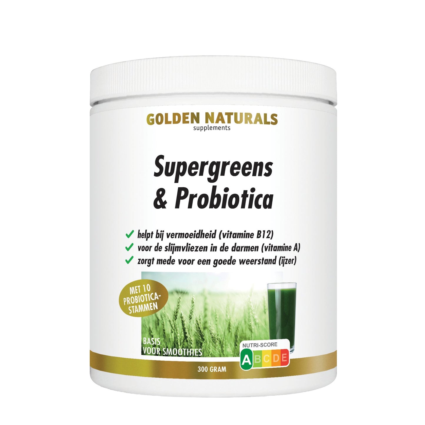 Supergreens & Probiotica - 300 - gram poeder Supplement Golden Naturals   