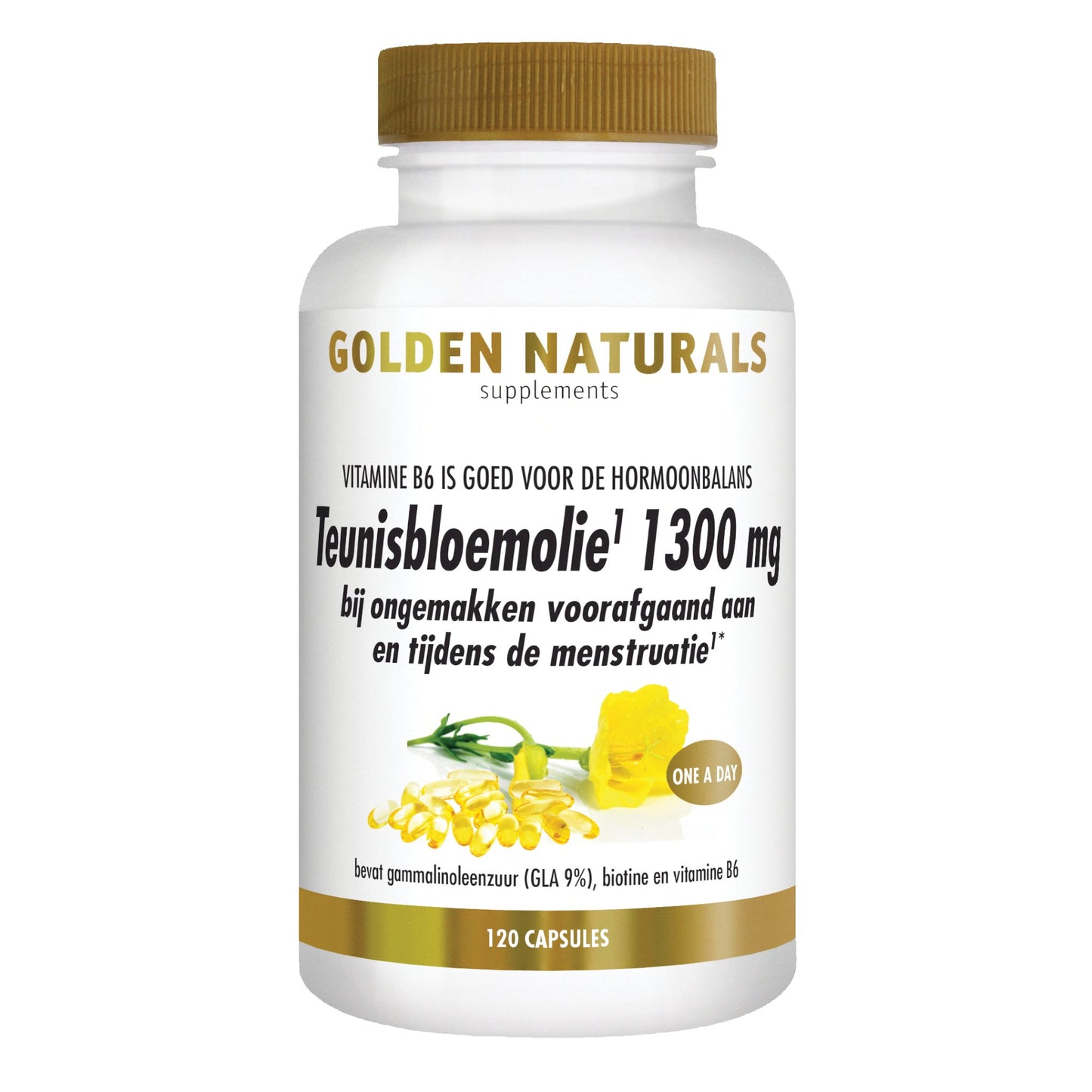 Teunisbloemolie 1300 mg - 120 - softgel capsules Supplement Golden Naturals   