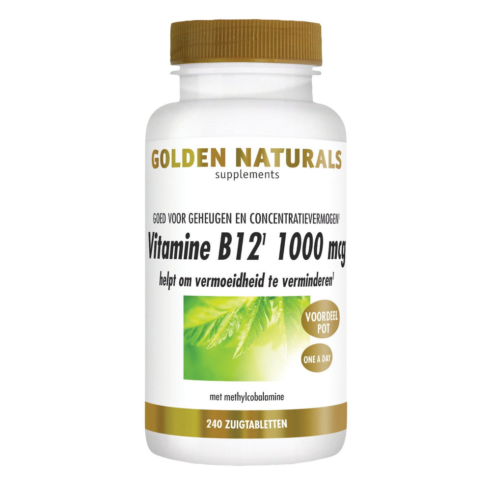 Vitamine B12 1000 mcg - 240 - veganistische zuigtabletten Supplement Golden Naturals   