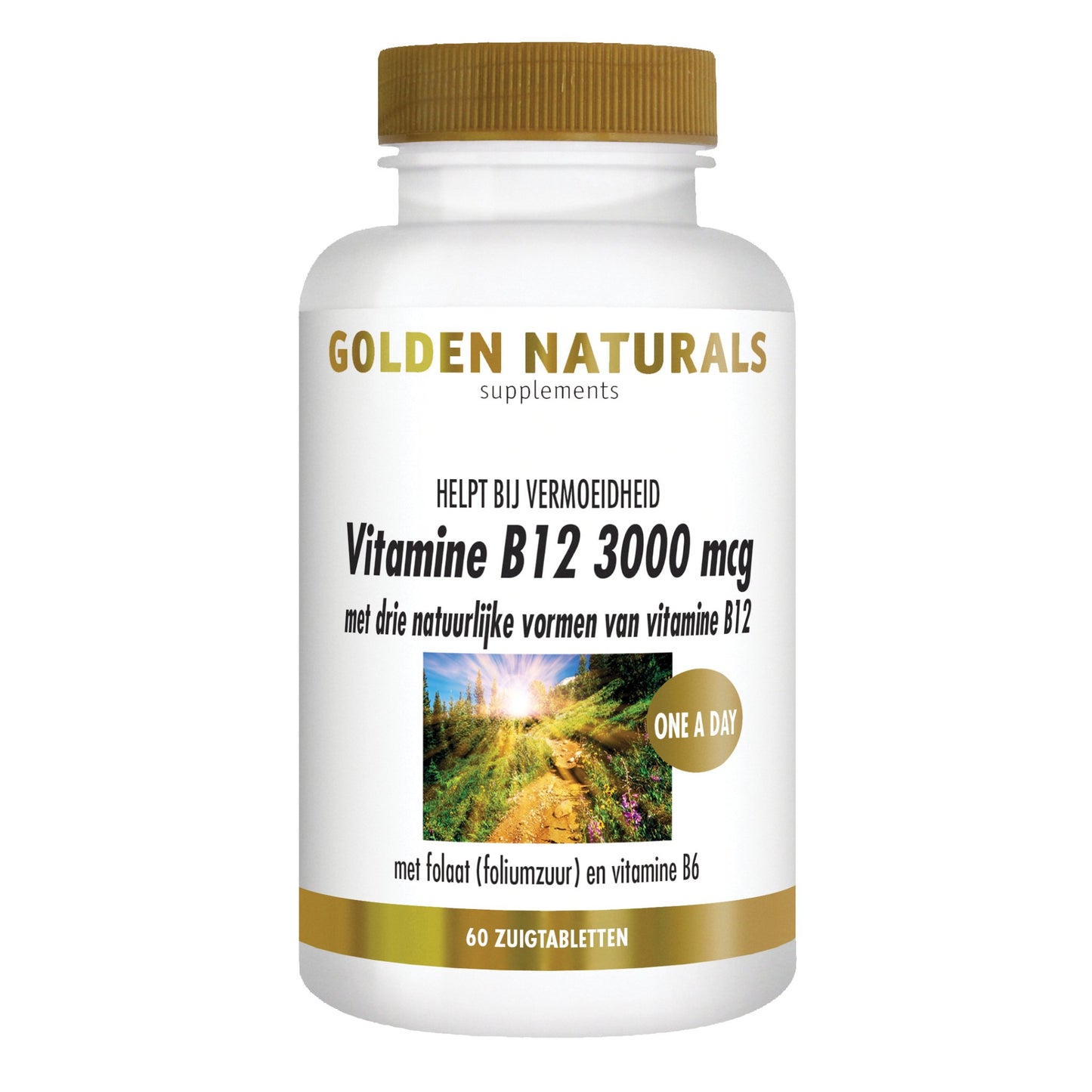 Vitamine B12 3000 mcg - 60 - veganistische zuigtabletten Supplement Golden Naturals   