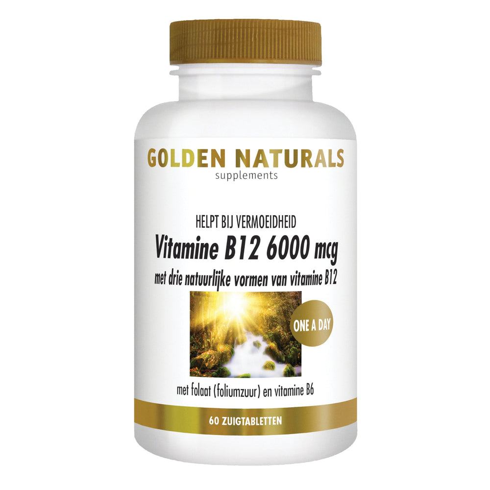 Vitamine B12 6000 mcg - 60 - veganistische zuigtabletten Supplement Golden Naturals   