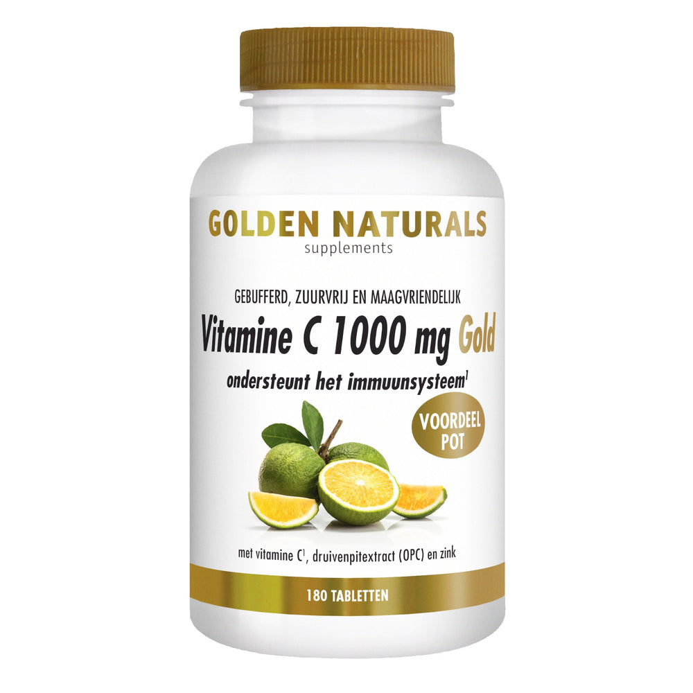 Vitamine C 1000 mg Gold - 180 - veganistische tabletten Supplement Golden Naturals   