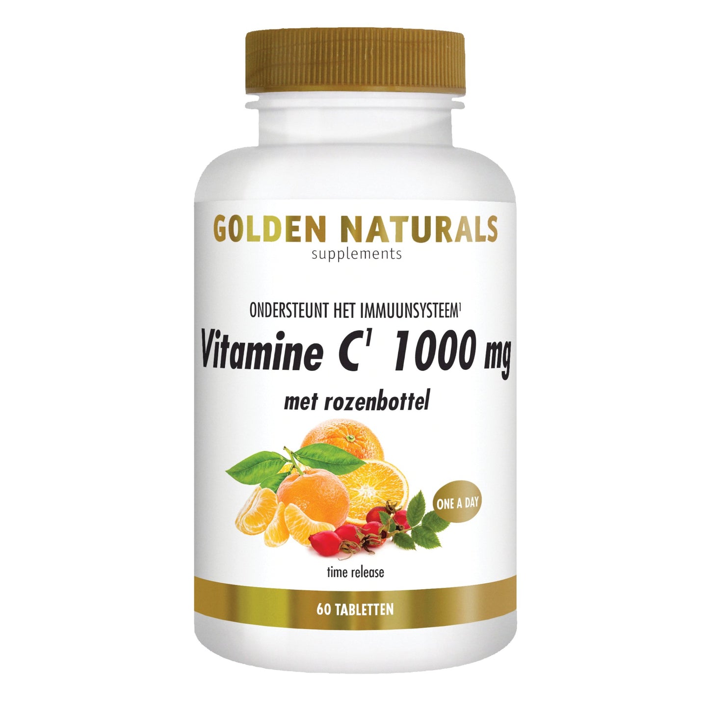 Vitamine C 1000 mg met rozenbottel - 60 - veganistische tabletten Supplement Golden Naturals   