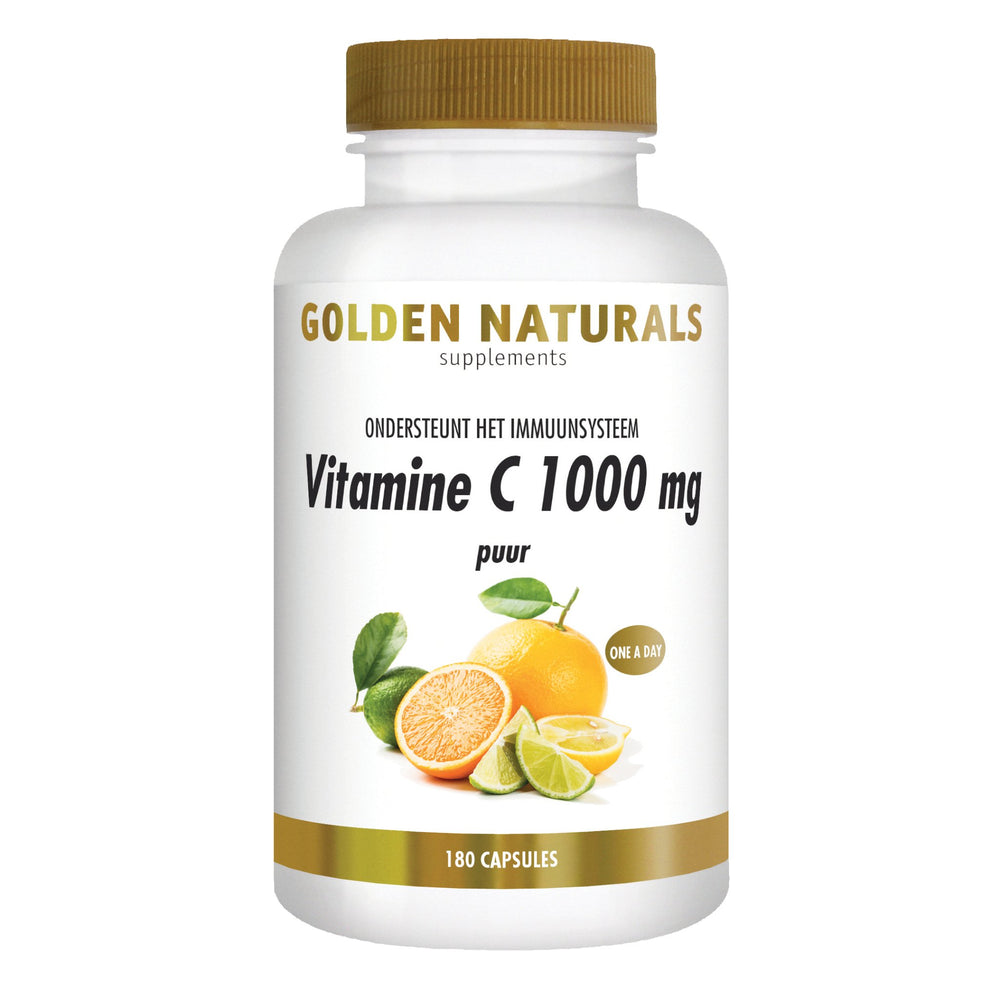 Vitamine C 1000 mg puur - 180 - veganistische capsules Supplement Golden Naturals   