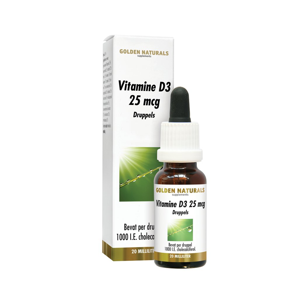 Vitamine D3 25 mcg druppels - 20 - milliliter Supplement Golden Naturals   