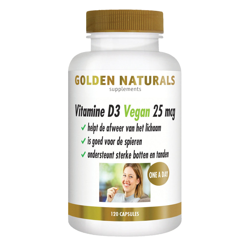 Vitamine D3 Vegan 25 mcg - 120 - veganistische softgel capsules Supplement Golden Naturals   