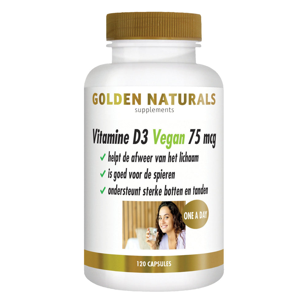 Vitamine D3 Vegan 75 mcg - 120 - veganistische softgel capsules Supplement Golden Naturals   